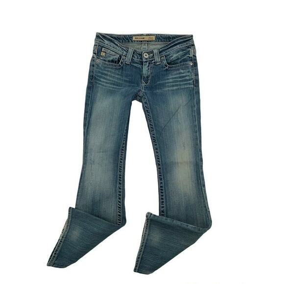 Big Star Jeans Womens Size 26S Bootcut Stretch Med Wash Whiskers Denim Blue - Picture 1 of 12